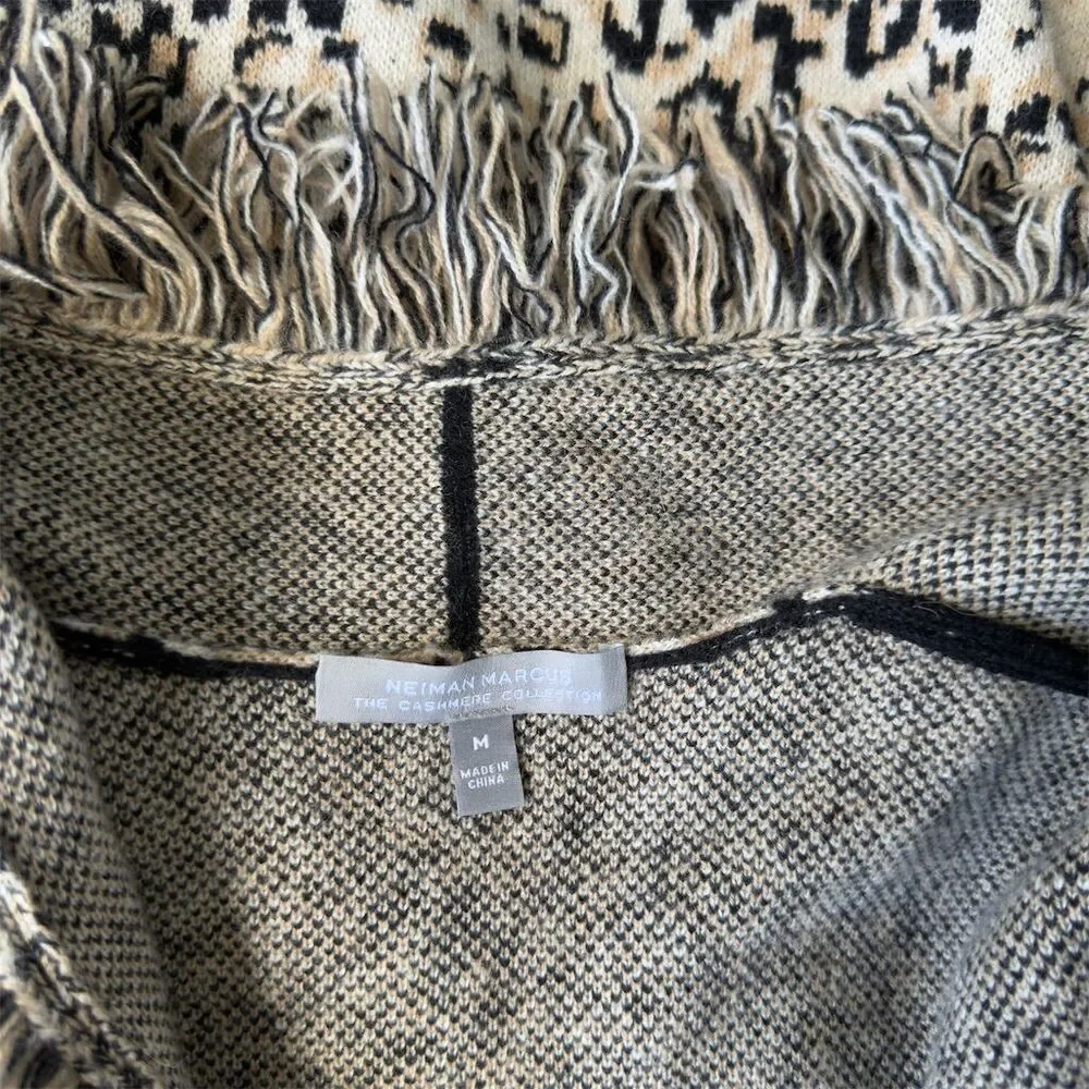 $495 Neiman Marcus Leopard Print Cashmere Collection Cardigan M Ruffle Mob Wife